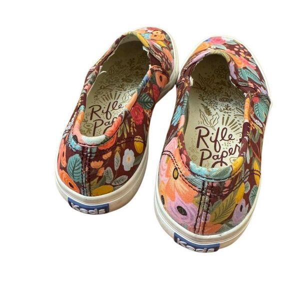 Keds x Rifle Paper Company Double Decker Slip-On Sneakers Burgundy Floral Size 6 - Picture 3 of 8